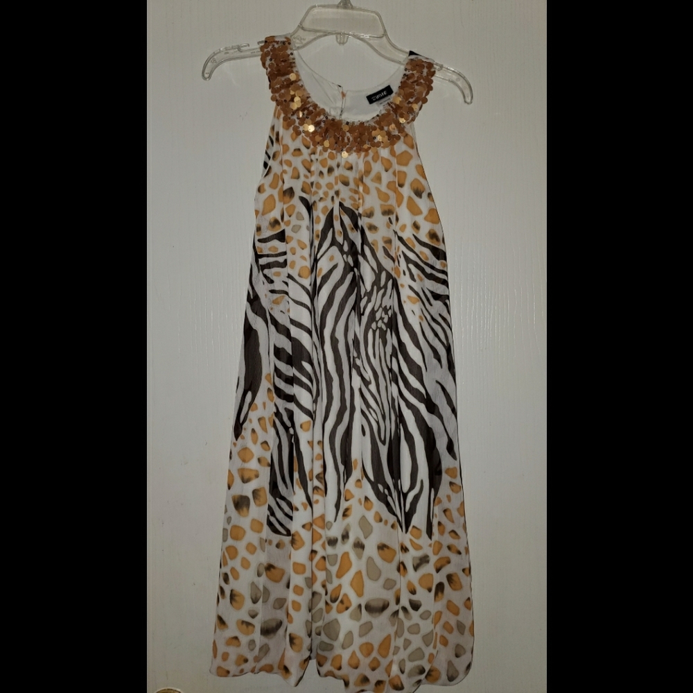 size 16 girls midi yellow sequin leopard dress